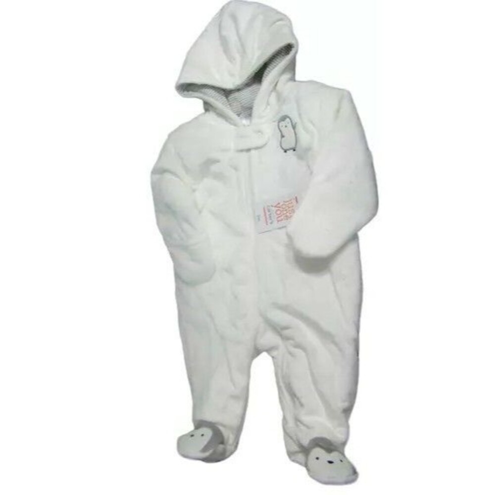 Carters Winter Bunting Snowsuit Baby 3m Pram Penguin Hooded One Piece Warm Soft